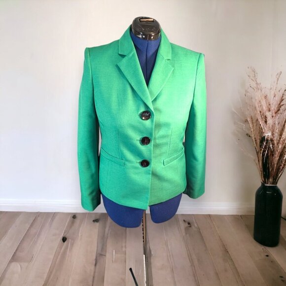 Le Suit Seperates Primary Green Blazer Big Black Buttons Size 8 - Picture 14 of 14